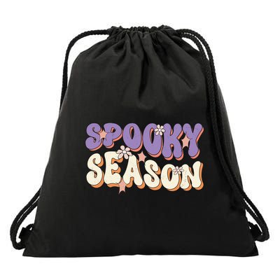 Spooky Season Halloween Groovy Retro Drawstring Bag