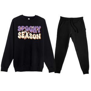 Spooky Season Halloween Groovy Retro Premium Crewneck Sweatsuit Set