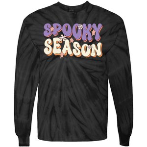 Spooky Season Halloween Groovy Retro Tie-Dye Long Sleeve Shirt