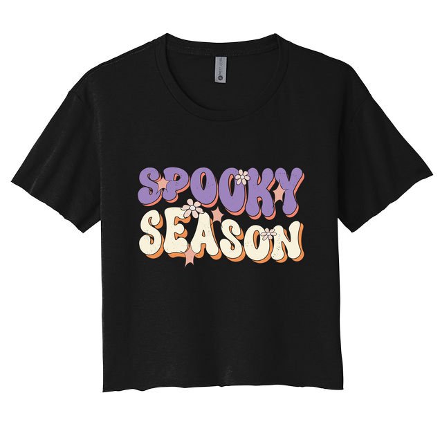 Spooky Season Halloween Groovy Retro Crop Top