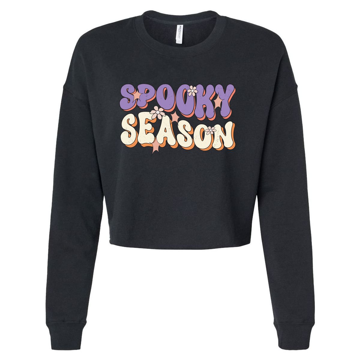 Spooky Season Halloween Groovy Retro Cropped Pullover Crew