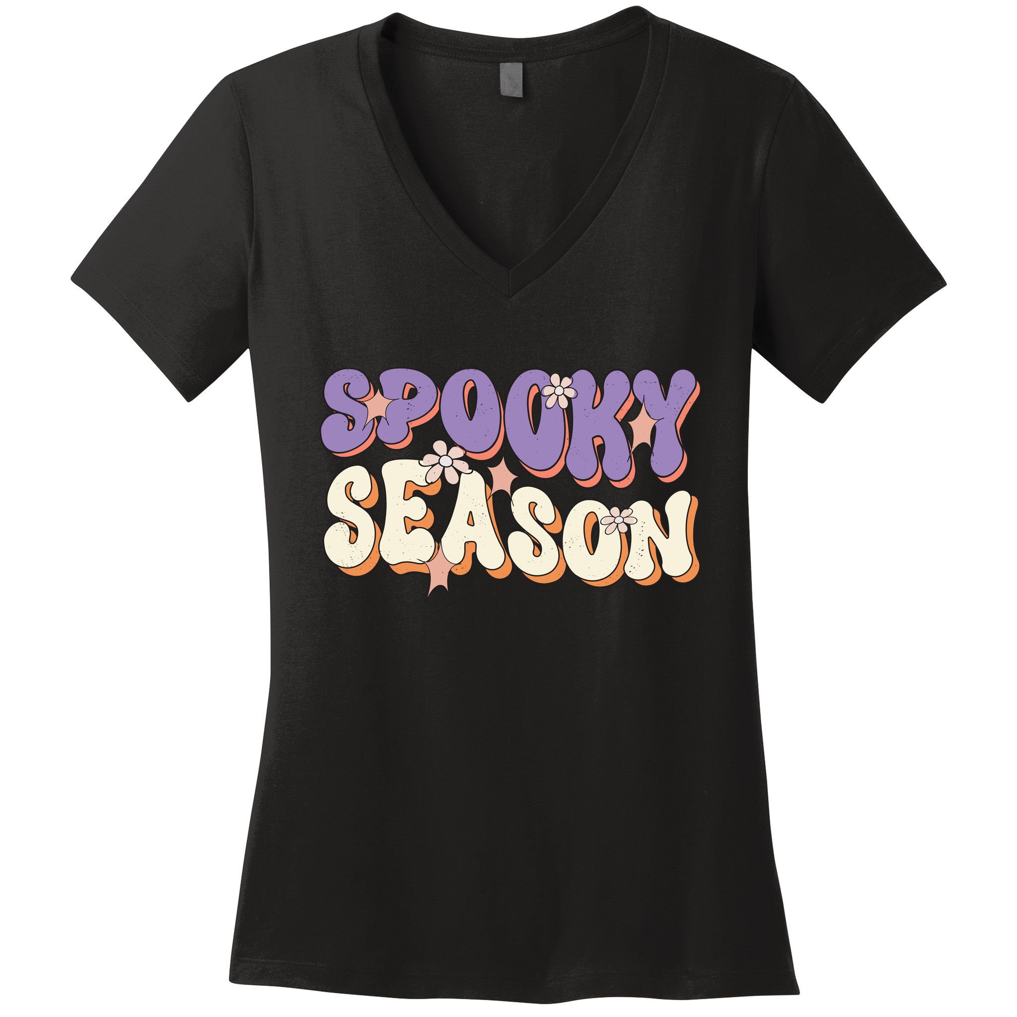Spooky Season Halloween Groovy Retro Women's V-Neck T-Shirt