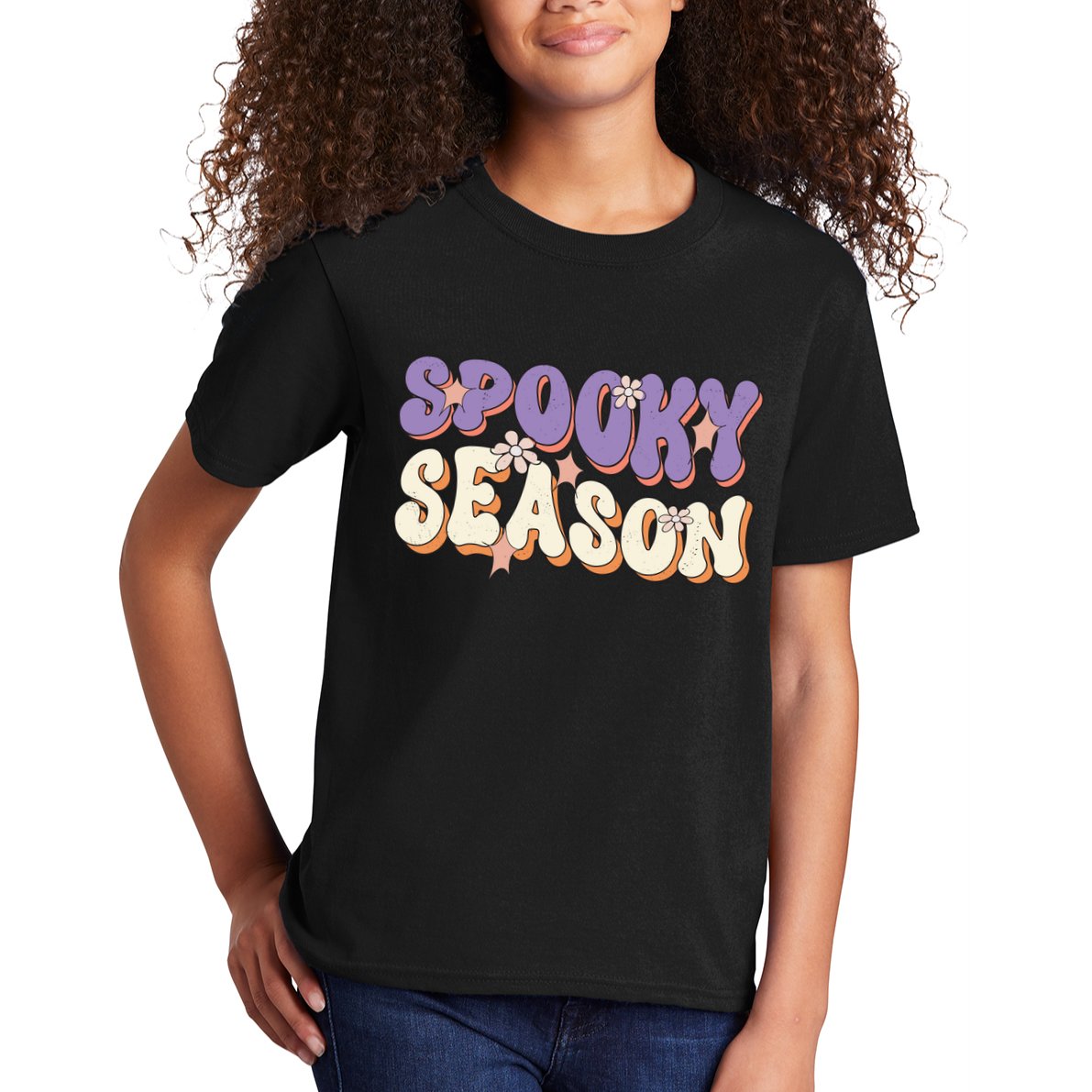 Spooky Season Halloween Groovy Retro Kids T-Shirt