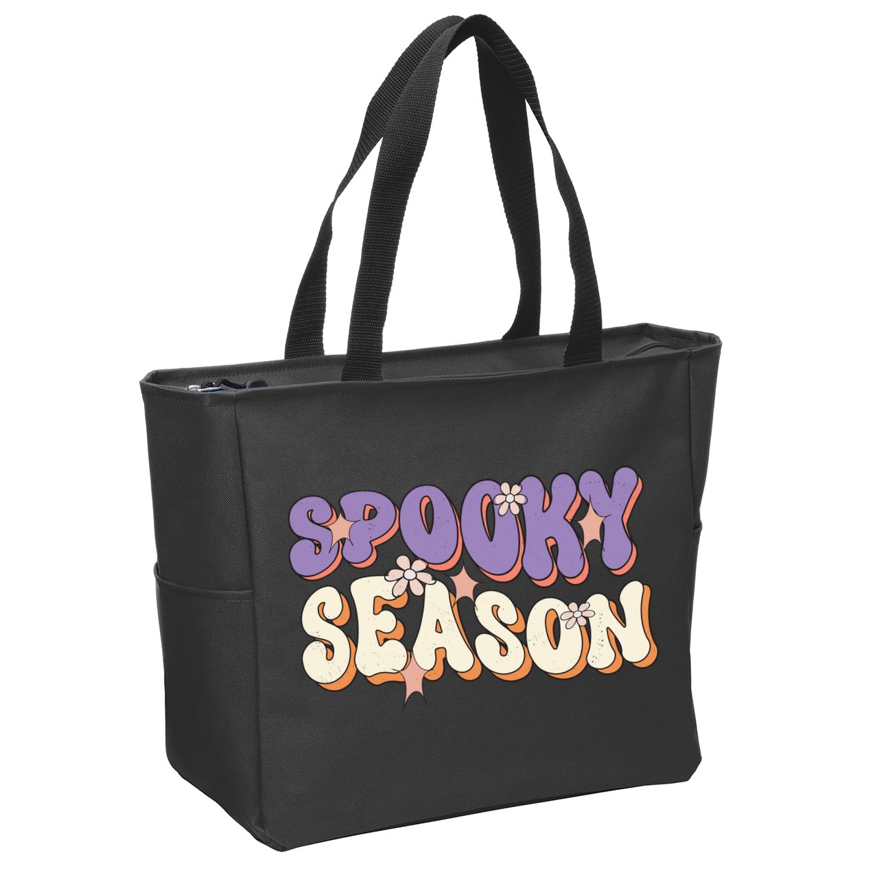Spooky Season Halloween Groovy Retro Zip Tote Bag