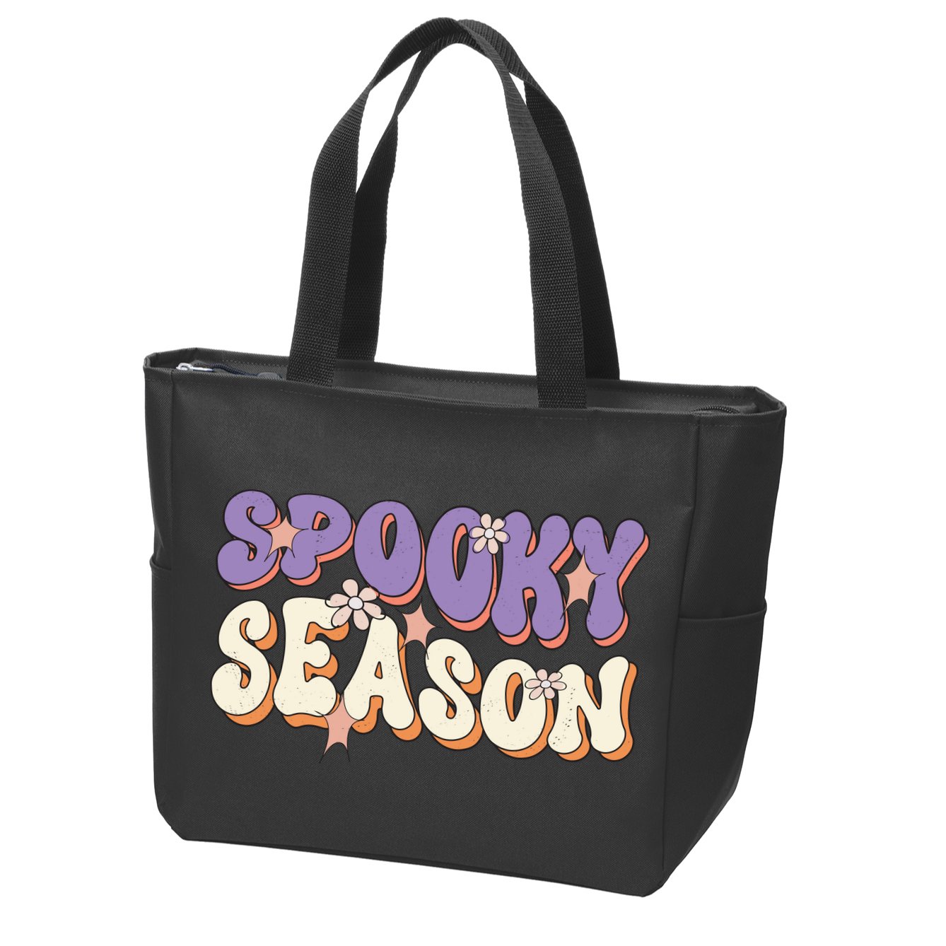 Spooky Season Halloween Groovy Retro Zip Tote Bag