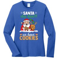 Santa Stop Here We Have Cookies Funny Santa Xmas Cookie Fan Meaningful Gift Ladies Long Sleeve Shirt