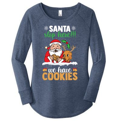 Santa Stop Here We Have Cookies Funny Santa Xmas Cookie Fan Meaningful Gift Women's Perfect Tri Tunic Long Sleeve Shirt