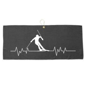 Skiing Ski Heartbeat For Skiers Gift Large Microfiber Waffle Golf Towel