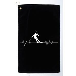 Skiing Ski Heartbeat For Skiers Gift Platinum Collection Golf Towel