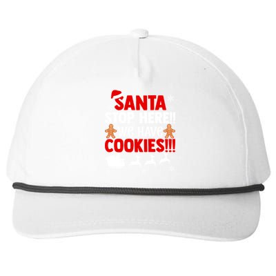 Santa Stop Here We Have Cookies Funny Santa Xmas Cookie Fan Gift Snapback Five-Panel Rope Hat