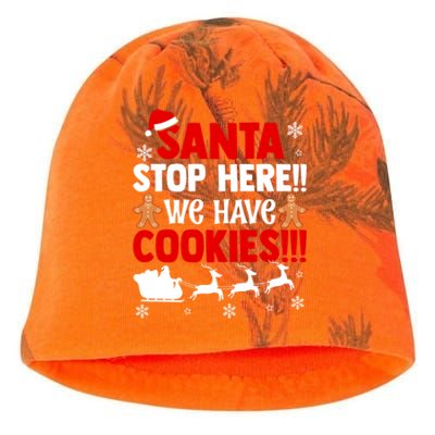 Santa Stop Here We Have Cookies Funny Santa Xmas Cookie Fan Gift Kati - Camo Knit Beanie