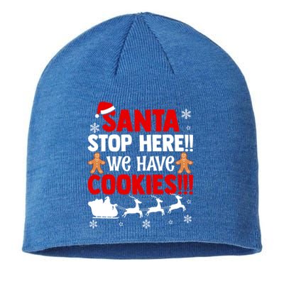 Santa Stop Here We Have Cookies Funny Santa Xmas Cookie Fan Gift Sustainable Beanie