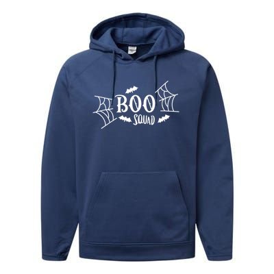 Spooky Season Halloween Boo Squad Scary Bats And Spider Web Gift Performance Fleece Hoodie