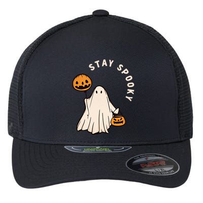 Stay Spooky Halloween Retro Spooky Season Fall Vibes Ghost Gift Flexfit Unipanel Trucker Cap