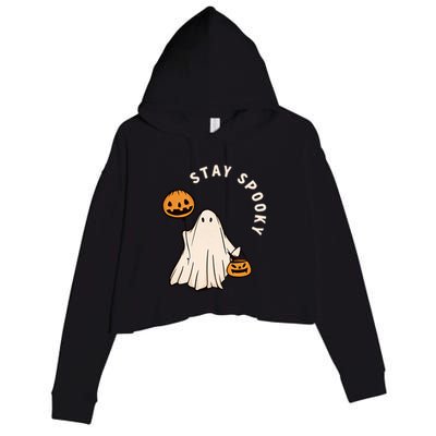 Stay Spooky Halloween Retro Spooky Season Fall Vibes Ghost Gift Crop Fleece Hoodie