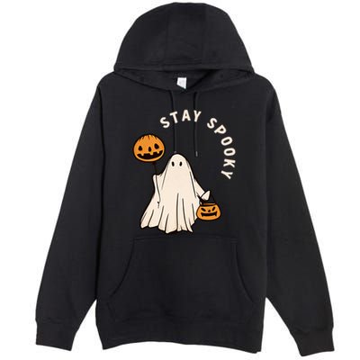 Stay Spooky Halloween Retro Spooky Season Fall Vibes Ghost Gift Premium Pullover Hoodie