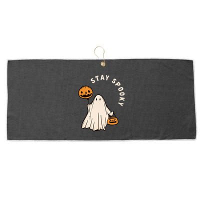Stay Spooky Halloween Retro Spooky Season Fall Vibes Ghost Gift Large Microfiber Waffle Golf Towel