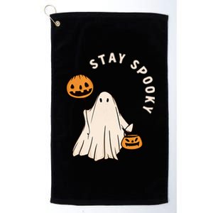 Stay Spooky Halloween Retro Spooky Season Fall Vibes Ghost Gift Platinum Collection Golf Towel