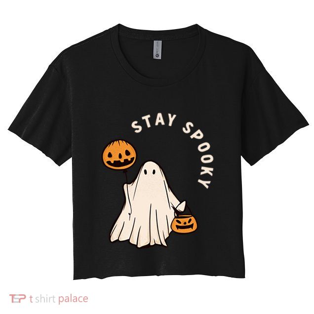Stay Spooky Halloween Retro Spooky Season Fall Vibes Ghost Gift Crop Top