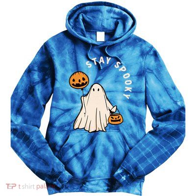 Stay Spooky Halloween Retro Spooky Season Fall Vibes Ghost Gift Tie Dye Hoodie