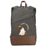 Stay Spooky Halloween Retro Spooky Season Fall Vibes Ghost Gift Cotton Canvas Backpack