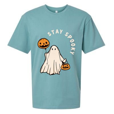 Stay Spooky Halloween Retro Spooky Season Fall Vibes Ghost Gift Sueded Cloud Jersey T-Shirt
