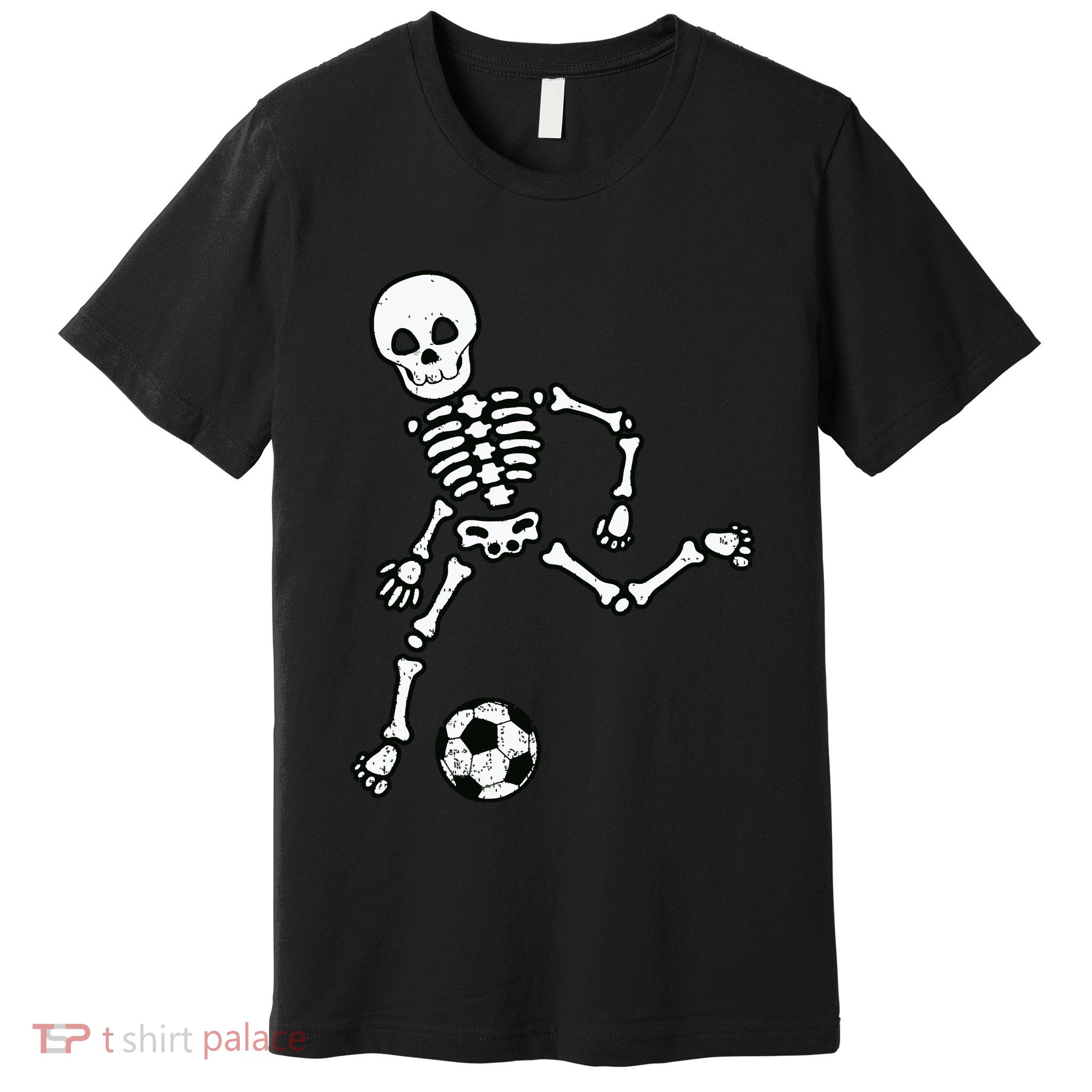 Skeleton Soccer Halloween Sport Player Costume Premium T-Shirt