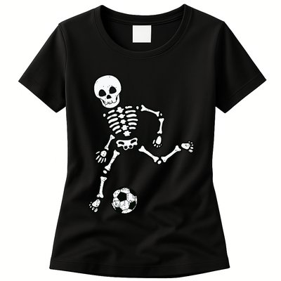 Skeleton Soccer Halloween Sport Player Costume Womens T-Shirt