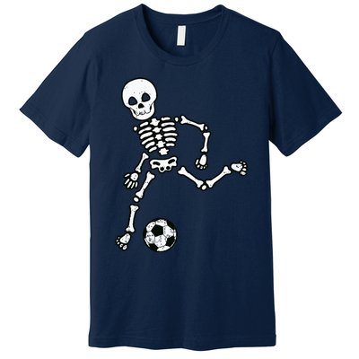 Skeleton Soccer Halloween Sport Player Costume Premium T-Shirt