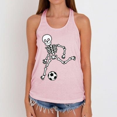 Skeleton Soccer Halloween Sport Player Costume Women's Knotted Racerback Tank