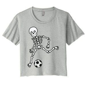 Skeleton Soccer Halloween Sport Player Costume Women's Crop Top Tee