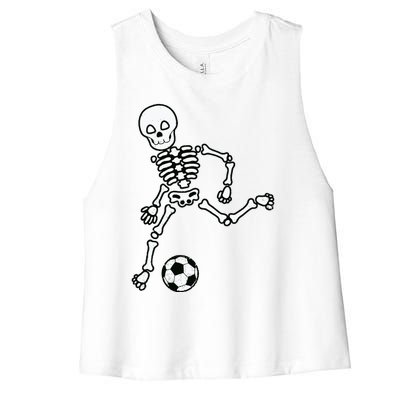 Skeleton Soccer Halloween Sport Player Costume Women's Racerback Cropped Tank