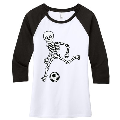 Skeleton Soccer Halloween Sport Player Costume Women's Tri-Blend 3/4-Sleeve Raglan Shirt