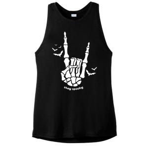 Stay Spooky Halloween Rock Skeleton Ladies PosiCharge Tri-Blend Wicking Tank