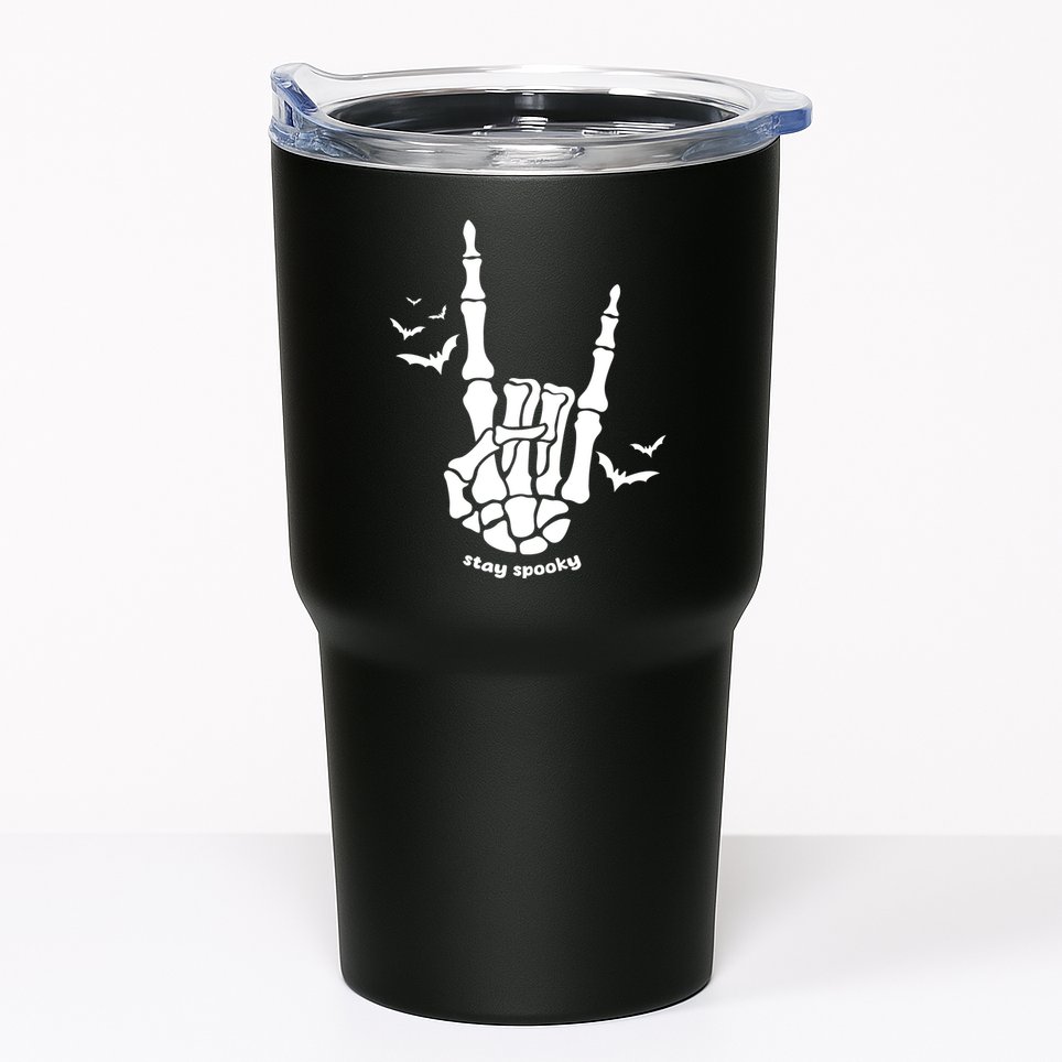 Stay Spooky Halloween Rock Skeleton Tumbler