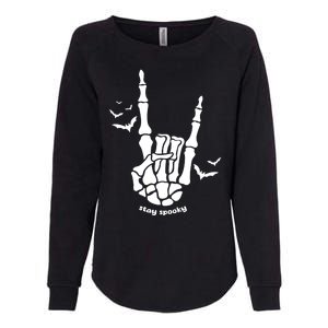 Stay Spooky Halloween Rock Skeleton Womens California Wash Sweatshirt