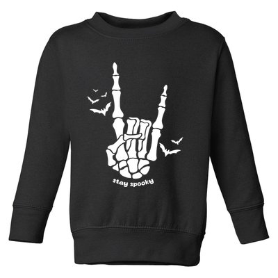 Stay Spooky Halloween Rock Skeleton Toddler Sweatshirt