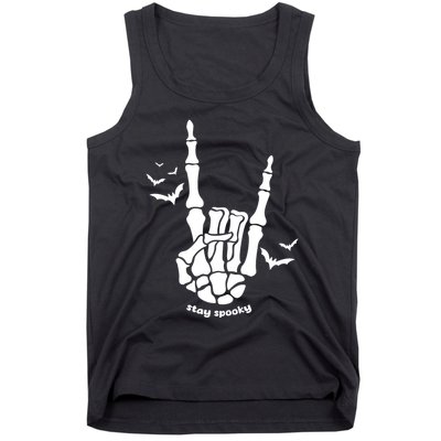 Stay Spooky Halloween Rock Skeleton Tank Top