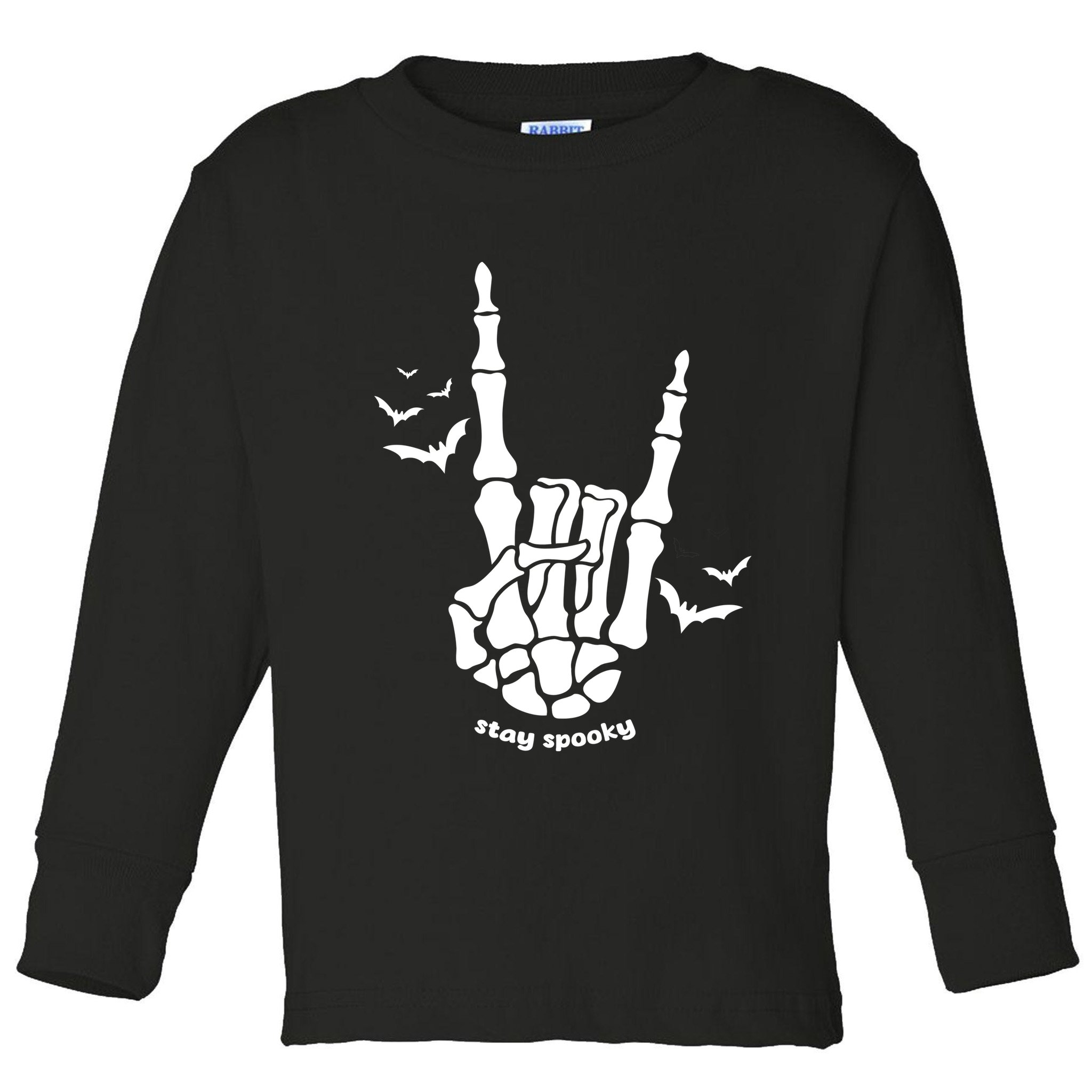 Stay Spooky Halloween Rock Skeleton Toddler Long Sleeve Shirt