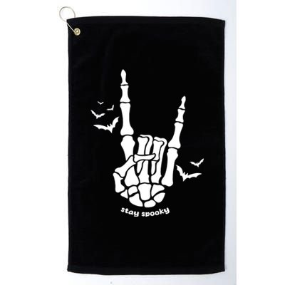 Stay Spooky Halloween Rock Skeleton Platinum Collection Golf Towel