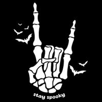Stay Spooky Halloween Rock Skeleton Cropped Pullover Crew