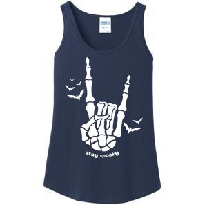 Stay Spooky Halloween Rock Skeleton Ladies Essential Tank