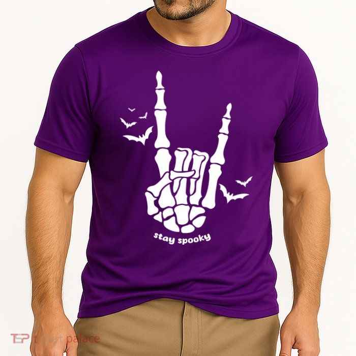 Stay Spooky Halloween Rock Skeleton Performance Shirt