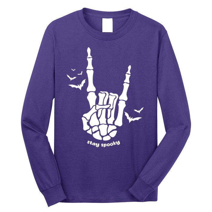 Stay Spooky Halloween Rock Skeleton Long Sleeve Shirt