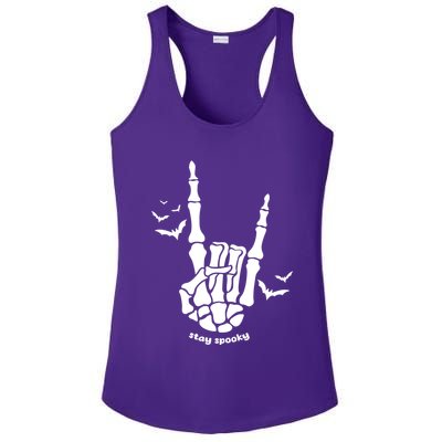 Stay Spooky Halloween Rock Skeleton Ladies PosiCharge Competitor Racerback Tank
