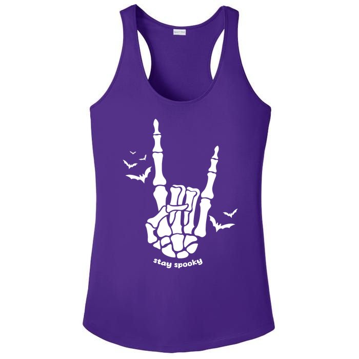 Stay Spooky Halloween Rock Skeleton Ladies PosiCharge Competitor Racerback Tank