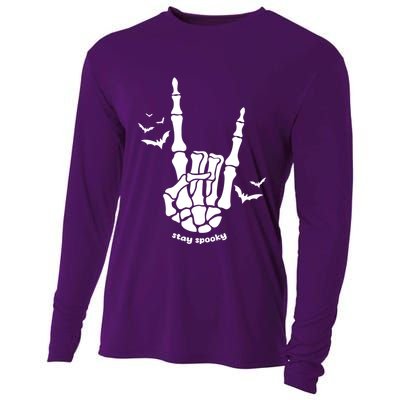 Stay Spooky Halloween Rock Skeleton Cooling Performance Long Sleeve Crew