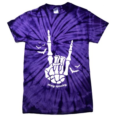 Stay Spooky Halloween Rock Skeleton Tie-Dye T-Shirt