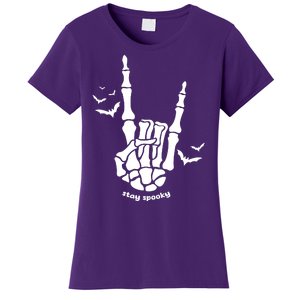 Stay Spooky Halloween Rock Skeleton Women's T-Shirt