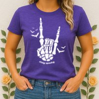 Stay Spooky Halloween Rock Skeleton Womens T-Shirt